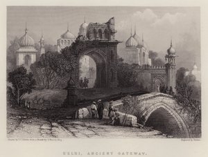 Delhi, Ancient Gateway (farge litho)