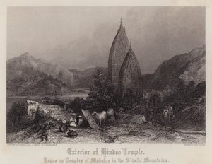 Eksteriør av Hindoo Temple (farge litho)