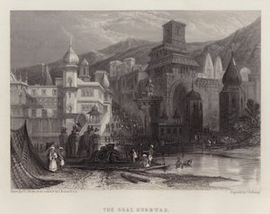 The Ghat, Hurdwar (farge litho)