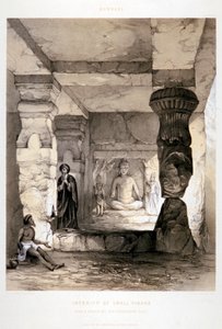 'Kannari, interiør av en liten Vihara', India, 1845