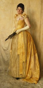 The Lady in Gold - A Portrait of Mrs, ca. 1891 av Thomas Cooper Gotch
