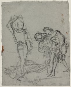 Duell etter Masked Ball recto, ca. 1857. av Thomas Couture