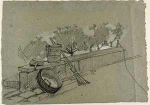Objekter på veggen, studie for Couture, Fuglefangeren av Thomas Couture