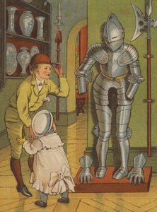 Paris: Mannen i rustning på Musee de Cluny (farge litho) av Thomas Crane