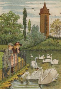 Paris: svanene (farge litho) av Thomas Crane