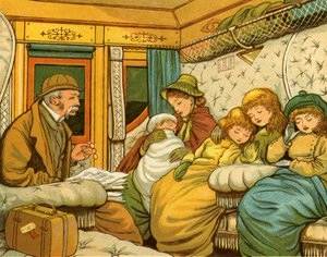 Togreise på 1880-tallet fra Paris til Calais om natten. av Thomas Crane