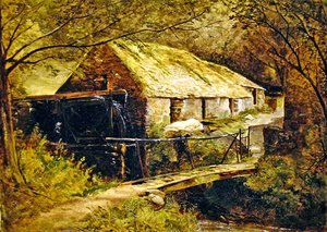 Dolgelly Mill, Nord-Wales (olje på lerret) av Thomas Creswick