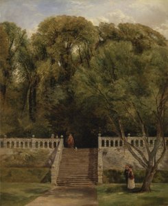 På terrassen ved Haddon Hall, Derbyshire av Thomas Creswick