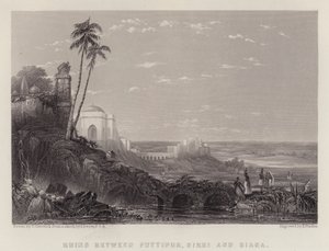 Ruiner mellom Futtipur, Sikri og Biana (farge litho) av Thomas Creswick