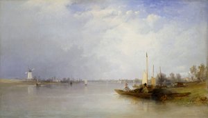 Utsikt over Themsen ved Battersea, 1834. av Thomas Creswick