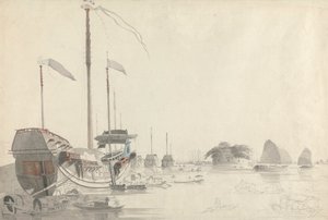Båter nær et nederlandsk Folly Fort, Canton av Thomas Daniell