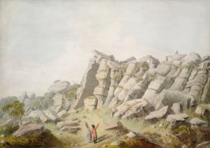 Figurer på Brimham Crags (akvarell på papir) av Thomas Daniell