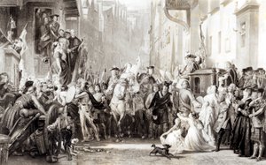 Prins Charles Edward (1720-88) og høylanderne på vei inn i Edinburgh etter slaget ved Preston, 21. september 1745 (se 105438)