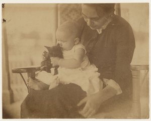[Frances Crowell og barn med kattunge] av Thomas Eakins