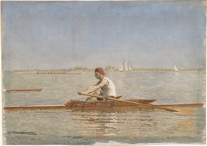 John Biglin in a Single Scull, 1873 (wc på papir) av Thomas Eakins
