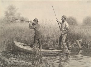 Studie for Rail Shooting from a Punt av Thomas Eakins
