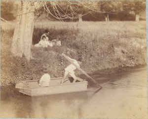 To gutter som leker ved bekken, 4. juli 1883 av Thomas Eakins