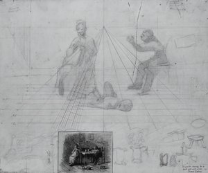 Untitled Perspective Study for Illustration for Magazine Story, Mr. Neelus Peelers betingelser av Thomas Eakins