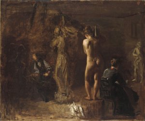 William Rush Carving His Allegorical Figure of the Schuylkill River, 1876 (olje på lerret montert på komposisjonstavle)