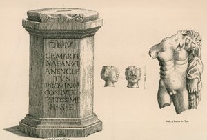 En sokkel og fragment av statuen av Hercules av romersk utførelse av Thomas Fisher Hoxton