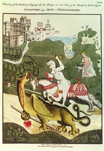 St. George and the Dragon, etter et originalt maleri i Chapel of the Trinity i Stratford Upon Avon, Warwickshire, 1804 av Thomas Fisher Hoxton
