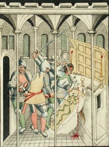 Mordet på St. Thomas a Becket (ca. 1118-70) ved Canterbury, fra Treenighetskapellet i Stratford Upon Avon av Thomas Fisher Hoxton