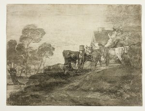 Landskap med storfe ved en hytte av Thomas Gainsborough