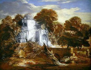 Landskap med en figur og storfe (olje på lerret) av Thomas Gainsborough