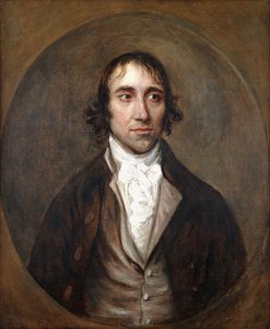 Portrett av John Gainsborough, kunstnerens bror, bystelengde, i brun jakke og vest og hvit lager, av Thomas Gainsborough