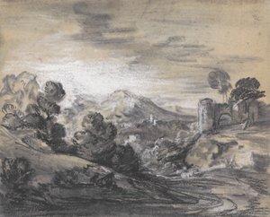Skoglandskap med slott av Thomas Gainsborough