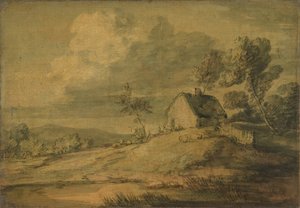 Skoglandskap med hytte, kyr og sauer, ca. 1770. av Thomas Gainsborough