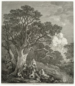 Skoglandskap med sigøynere samlet rundt et bål av Thomas Gainsborough