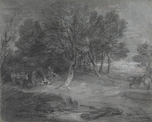 Skoglandskap med sigøynerleir av Thomas Gainsborough