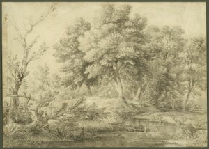 Skoglandskap med bekk av Thomas Gainsborough