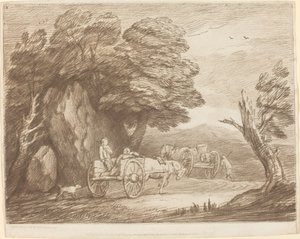 Skoglandskap med to landvogner og figurer av Thomas Gainsborough