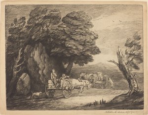 Skoglandskap med to landvogner og figurer av Thomas Gainsborough
