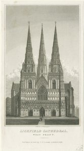 Lichfield Cathedral - West Front: gravering, nd [c 1833] (trykk) av Thomas George Lomax