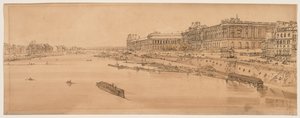 Et utvalg av tjue av de mest pittoreske utsiktene i Paris: Utsikt over Louvre og broen over Tuilleriene tatt fra Pont Neuf av Thomas Girtin