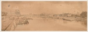 Et utvalg av tjue av de mest pittoreske utsiktene i Paris: Utsikt over Tuileriene og broen og tatt fra Pont de la Concorde av Thomas Girtin