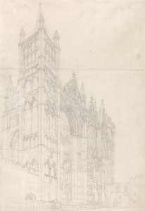 Peterborough Cathedral, Huntingdonshire, ca. 1794 (grafitt på to sammenføyde papirark) av Thomas Girtin