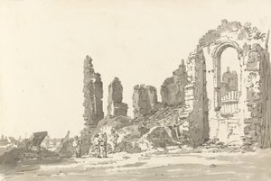 Ruinene av Savoy Palace, London (penn og blekk med vask på papir) av Thomas Girtin