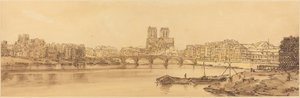Utsikt over Pont de la Tournelle og Notre Dame tatt fra Arsnel: pl.11 av Thomas Girtin