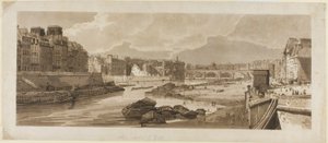 Utsikt over byen med Louvre, etc., hentet fra Pont Marie, fra et utvalg av tjue av de mest pittoreske utsiktene i Paris av Thomas Girtin