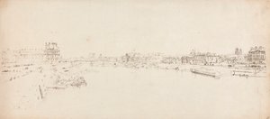 Utsikt over Tuileriene og broen tatt fra Pont de la Concorde av Thomas Girtin