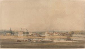 Landsby langs en elvemunning i Devon av Thomas Girtin
