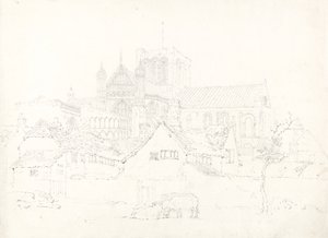 Winchester Cathedral, fra Nord-Øst, ca. 1795 (grafitt på lagt papir) av Thomas Girtin