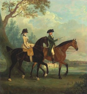 Marcia Pitt og hennes bror George Pitt, senere andre Baron Rivers, Riding in the Park at Stratfield Saye House, Hampshire av Thomas Gooch
