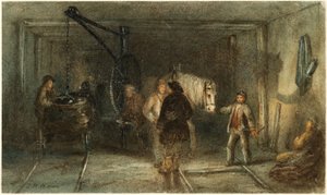 Kran for lasting av rullene (akvarell på papir)