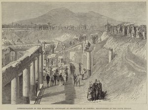 Markering av det attende århundre for ødeleggelsen av Pompeii, utgravninger i den niende regionen av Thomas Harrington Wilson