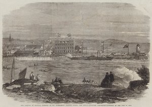 Ankomsten til Douglas Harbor av Hans eksellens Francis Pigott, den nyutnevnte løytnant-guvernøren på Isle of Man av Thomas Harrington Wilson